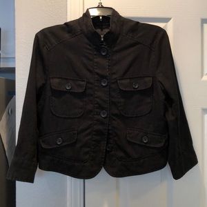 Black crop linen jacket